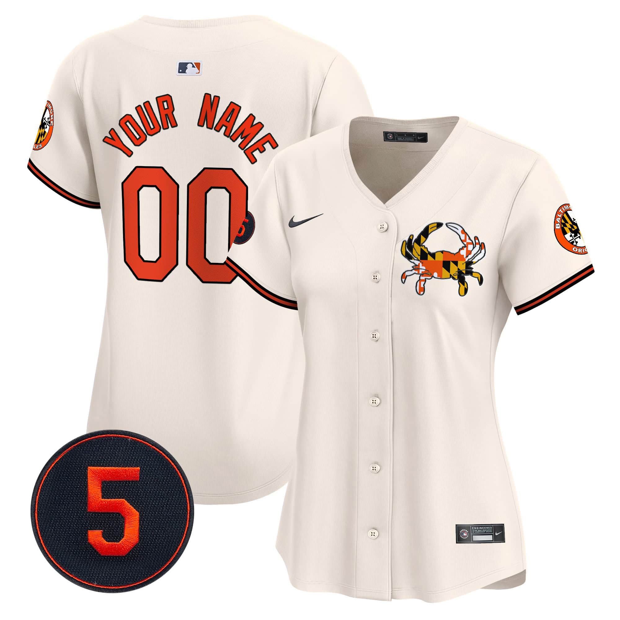 Women Baltimore Orioles Cream 2024 Nike Robinson Patch Vapor Premier Limited Custom MLB Jersey->customized mlb jersey->Custom Jersey